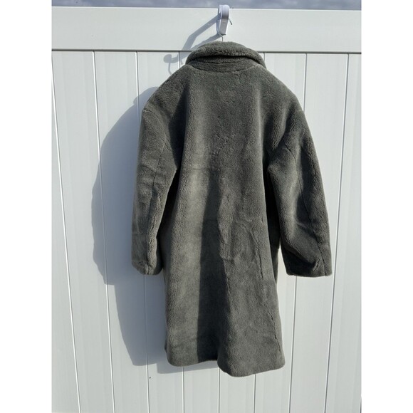 NWT! REBECCA MINKOFF Green Wool Teddy Faux Shearling Double Breasted Coat Large - Picture 9 of 12